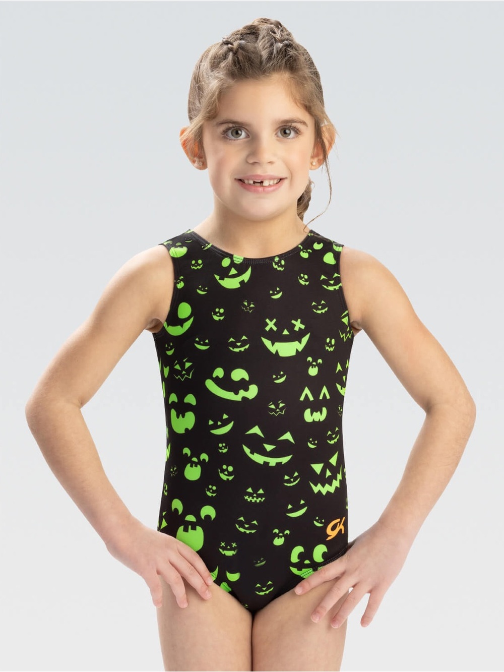 New GK Elite spooky smiles tank gymnastics leotard